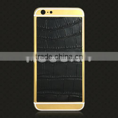Luxury crocodile leather real 24k gold housing, gold plated housing for iPhone 6S 6Plus