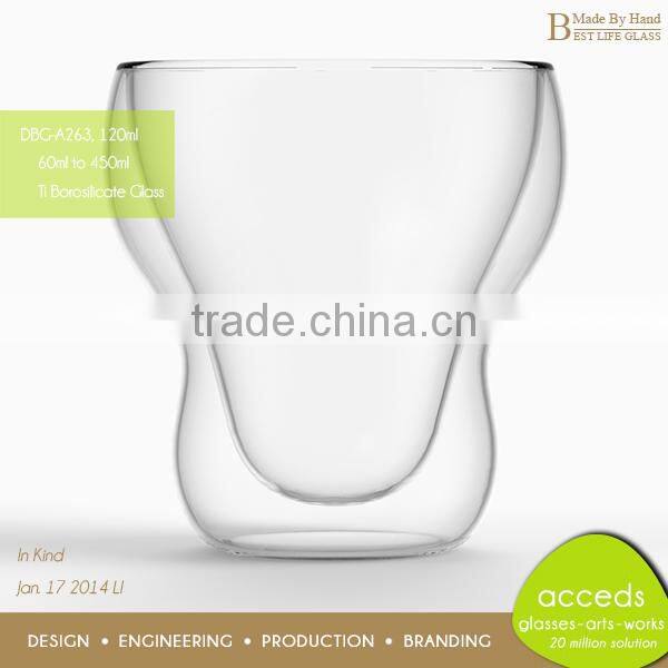 DBG-A14-100 100ml Popular Borosilicate Glass Clear Double Wall Glass Cup