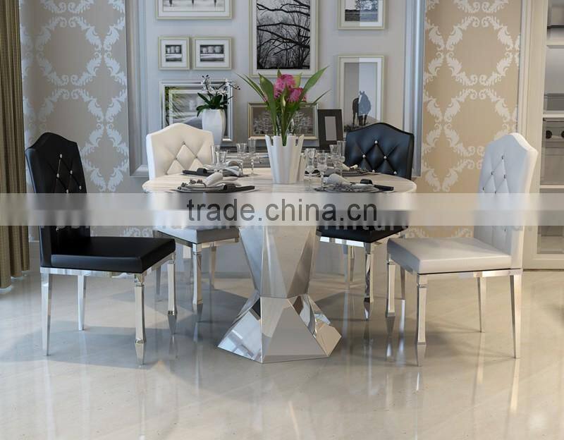 European style 6 seaters stainless steel round dining table