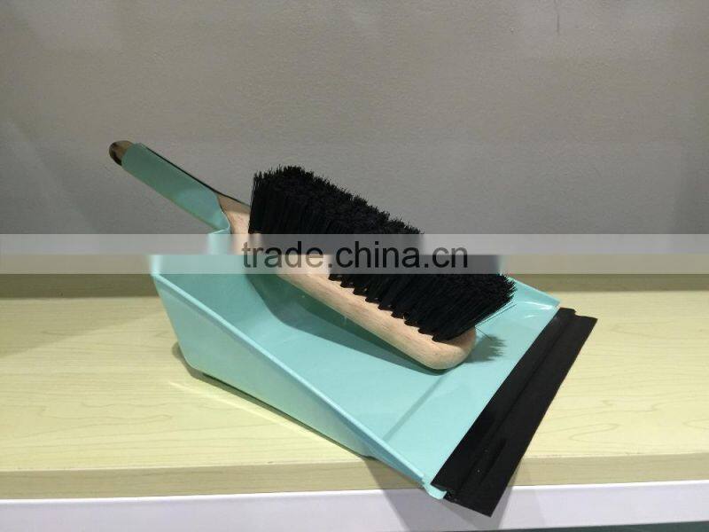 Powder coated Metal Home Cleaning Dustpan and Stiff Hand Brush Set