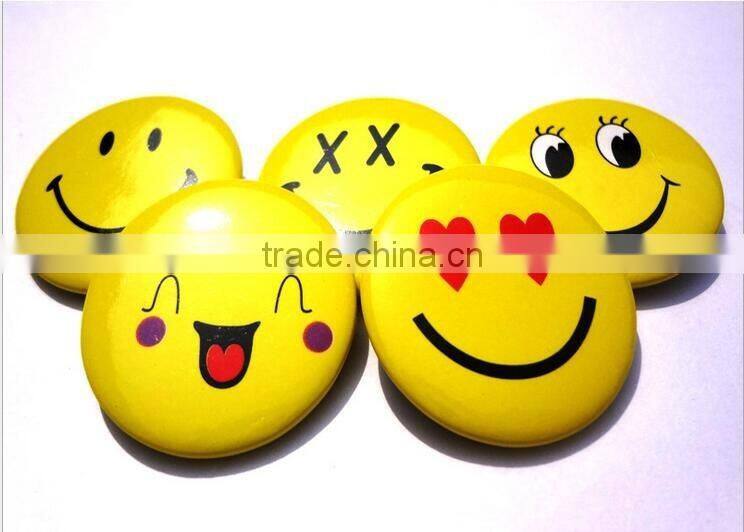 September smile face printed tin button reflective metal badge