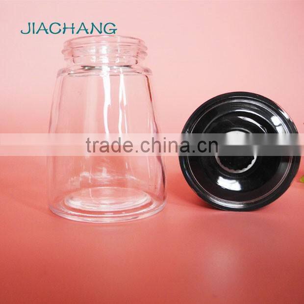 manual slender glass spice grinder jars with black lid