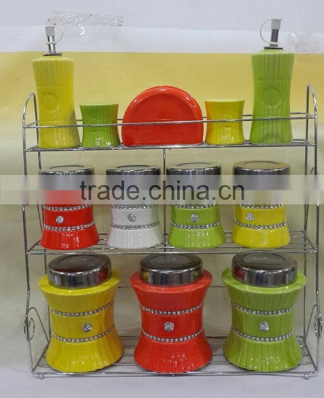ceramic canister with matal stand