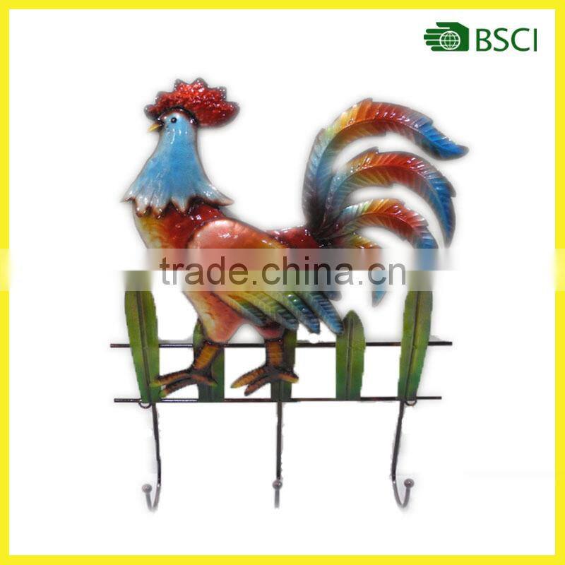 Metal Lovely rooster wall decorations iron hook home decoration wall hanging decorative metal wall art