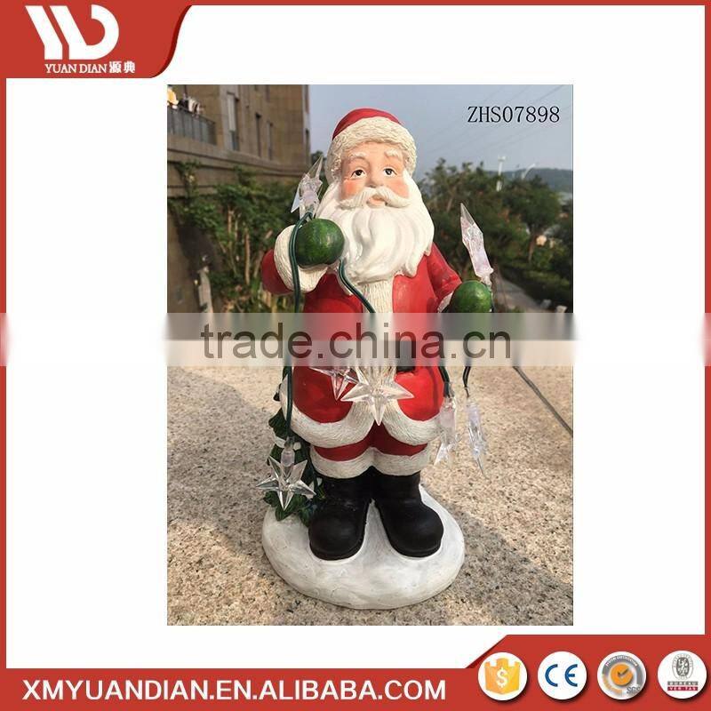 Home Decor Wholesale Craft Supplies Santa Led String Light Resin Christmas Ornaments