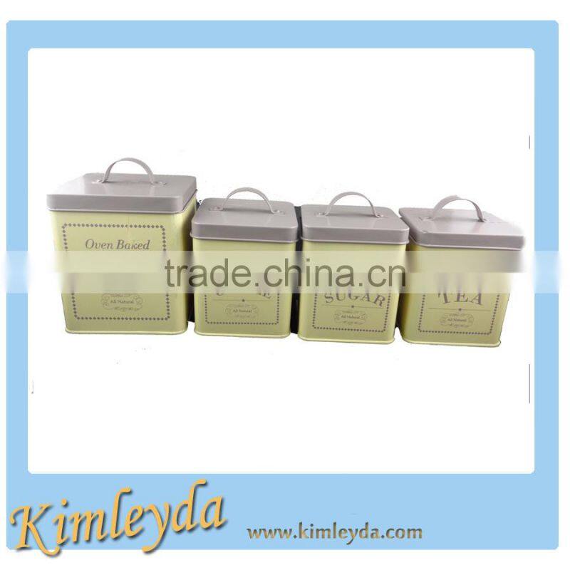 set of 3 sugar coffee tea canister in red