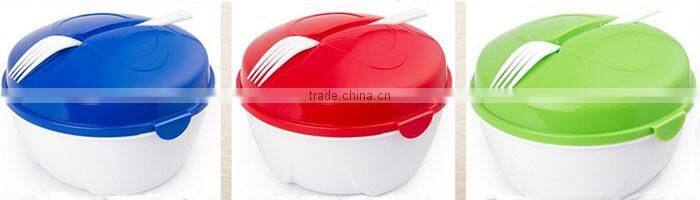 high quality kitchen product wholesale plastic salad bowl with lid and fork