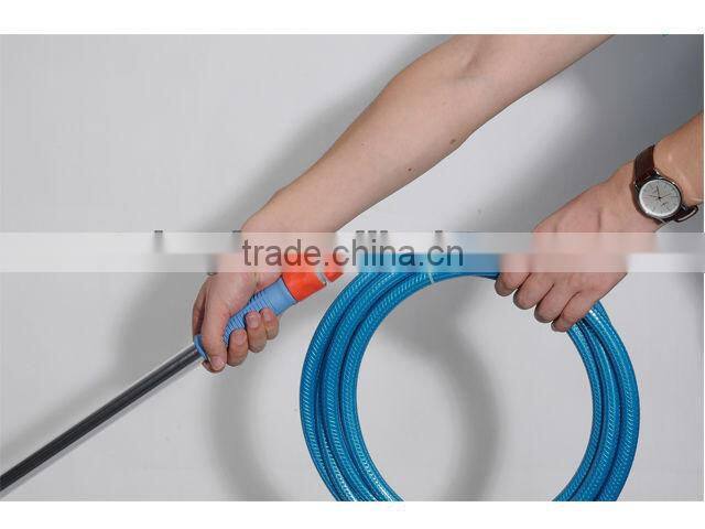 Water fed brush, water flow through brush, portable car wash brush, telescopic car cleaning brush