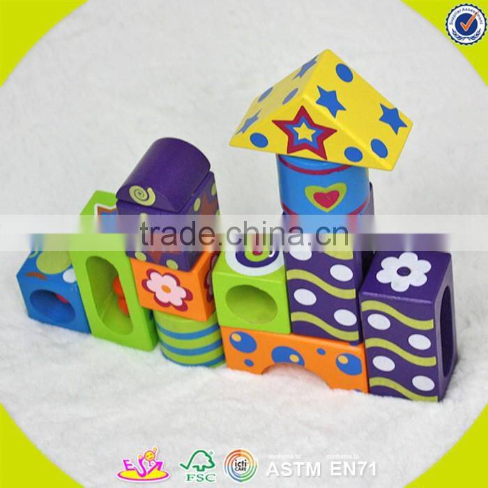 Wholesale hot wooden building blocks toy funny kids wooden building blocks toy bring fun W13A016
