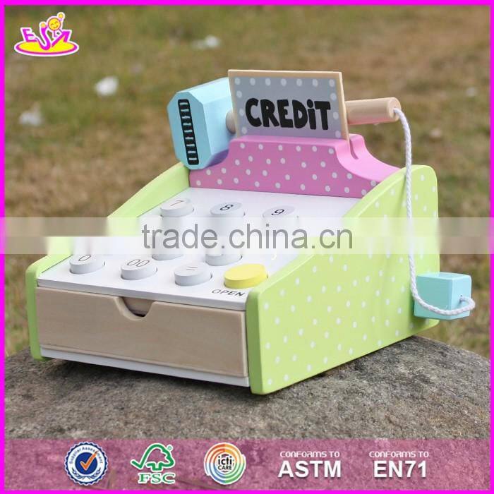 2017 new design children preschool wooden toy credit card machine W10A059