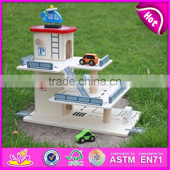2016 new products interesting wooden toy car garage for toddlers W04B045