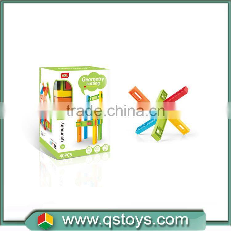 plastic geometry cutting block stick puzzle assemble 80pcs creative shape