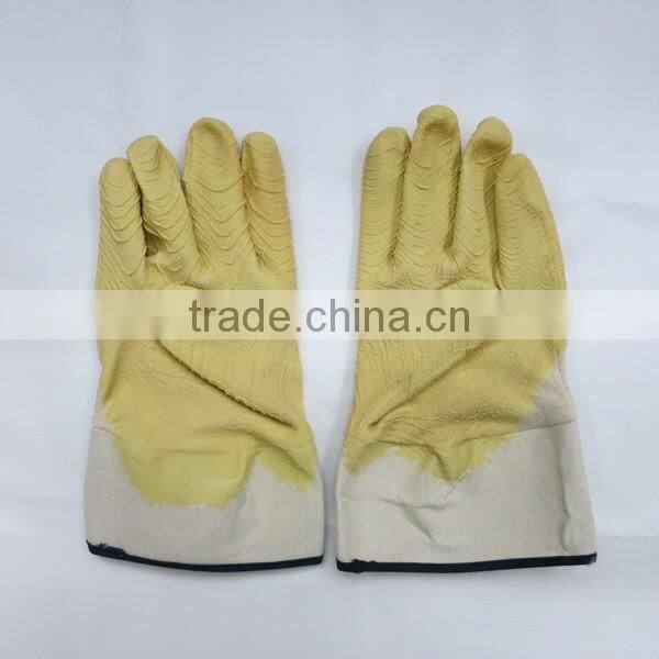 Cotton Interlock Liner Latex Coated Gloves With Safety Cuff