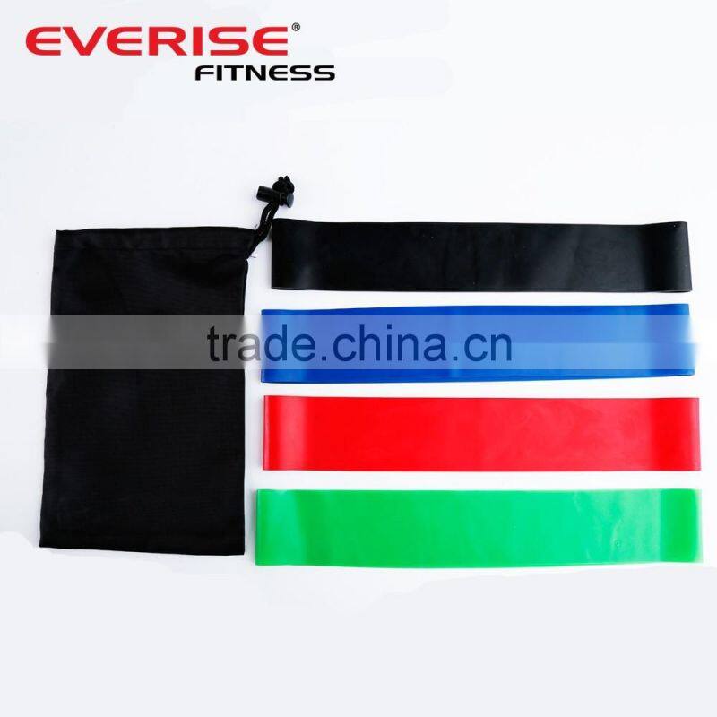 100% Natural Latex Resistance Loop Bands -BEST Set of 4 Home Fitness Exercise Bands for Workout