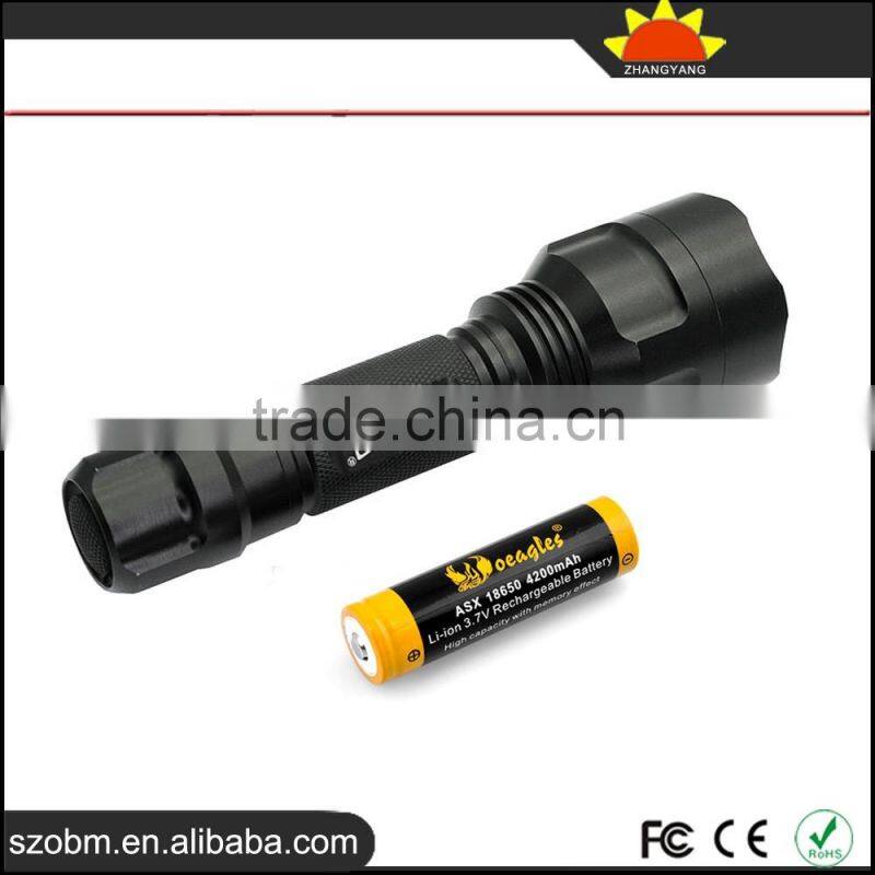 Wholesale OBM ZY-C8 Q5/L2/T6/XML T6 LED 18650 battery Hunting Tactical Flashlight
