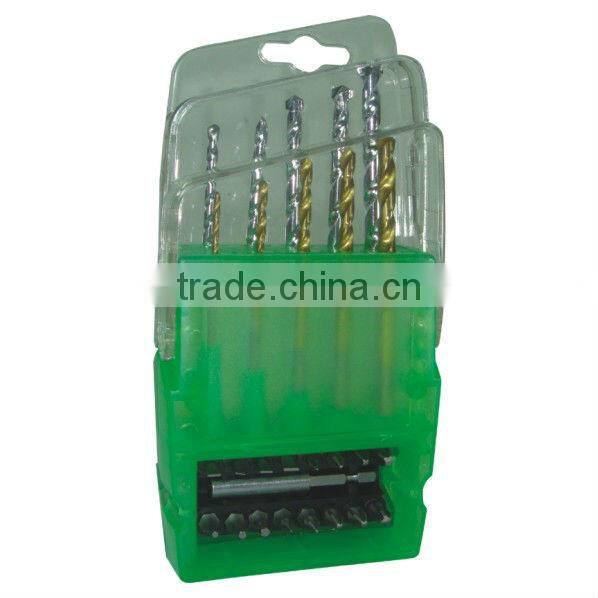 27pcs nice quality twist drill and masonry drill bit set in plastic case