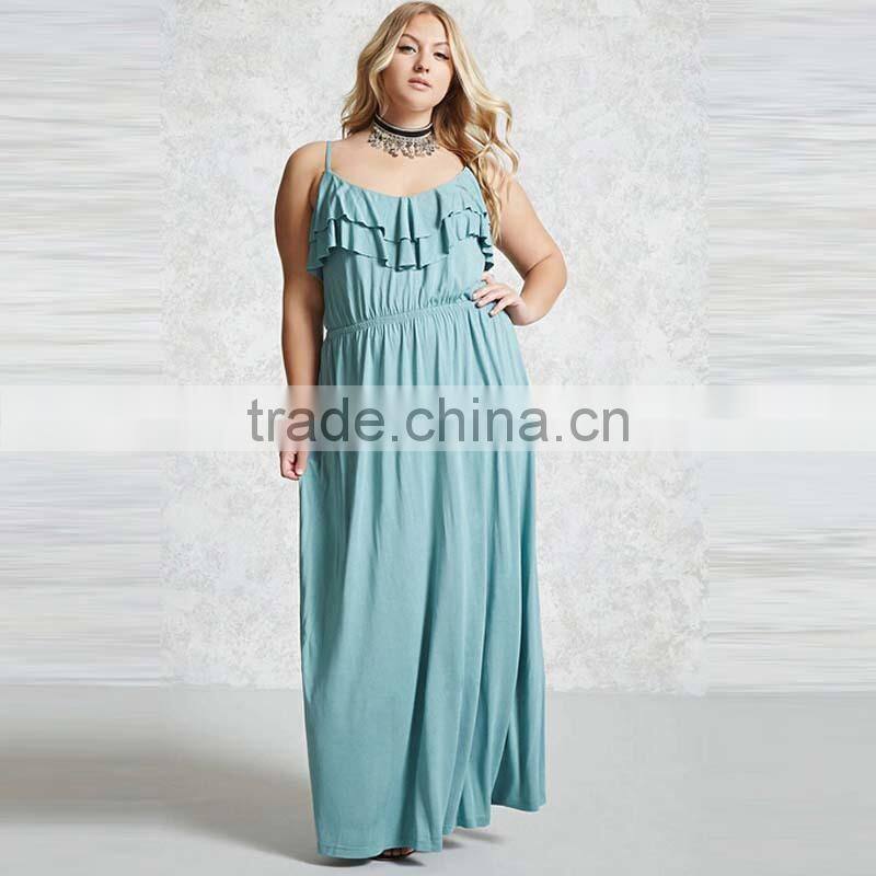 2017 Summer Women Ruffled Maxi Dress Plus Size Cocktail Dress For Fat Lady HSd9039