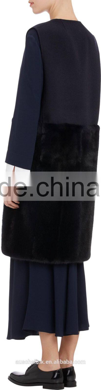 women black round neck mink fur bottom vests customized