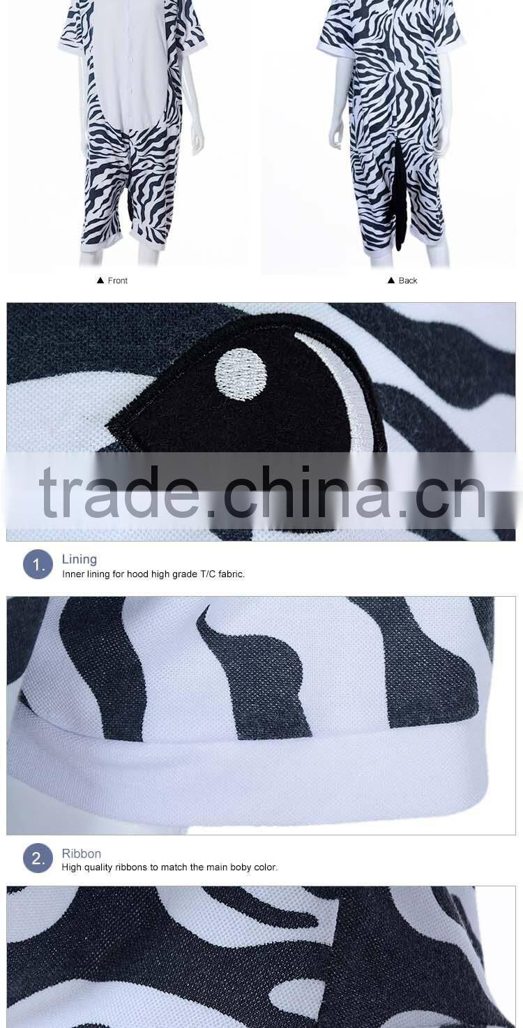 Plus size Summer Pyjamas Short Sleeves Custom Hooded Zebra Cheap Couple Sexy Adult Animal Onesie