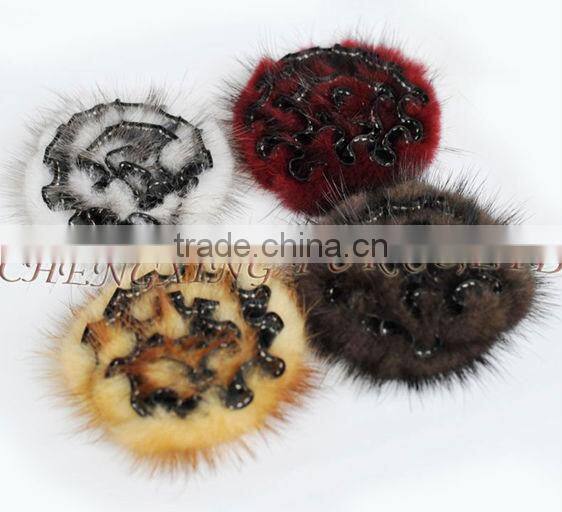 CX-A-45 Real Mink Fur Flower Coat Fashion Brooch Pin