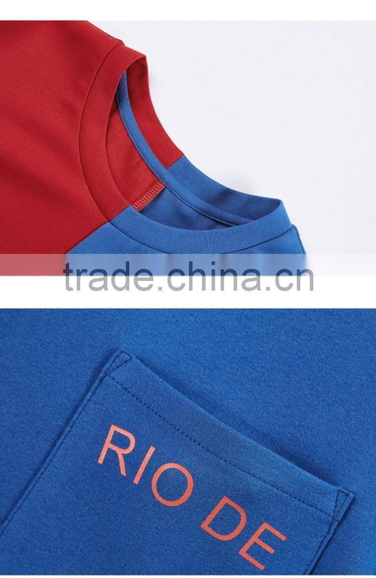 2017 fashio cool contrast color blue and red t-shirt girl drifit sports t shirt