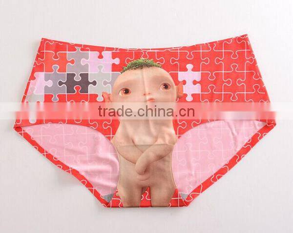 2017 Latest Personalized Your Own Brand Logo Design 95% Cotton 5% Spandex Private Label Band Cute Cartoon Lady Underwear Briefs