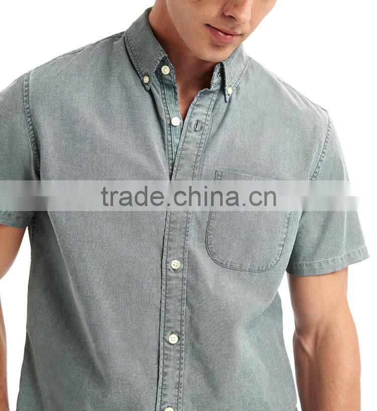High quality wholesale casual short sleeve chambray mens dri fit shirts