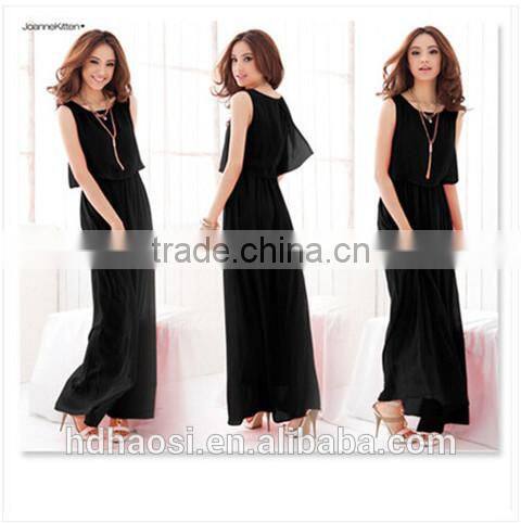 Hot sale summer Women bohemian Beach dress, women Chiffon silk maxi dress ,sleeveless Plus size dress