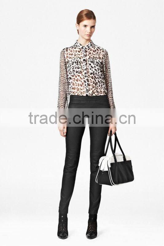 Leopard Print Design Chiffon Shirt/Blouse