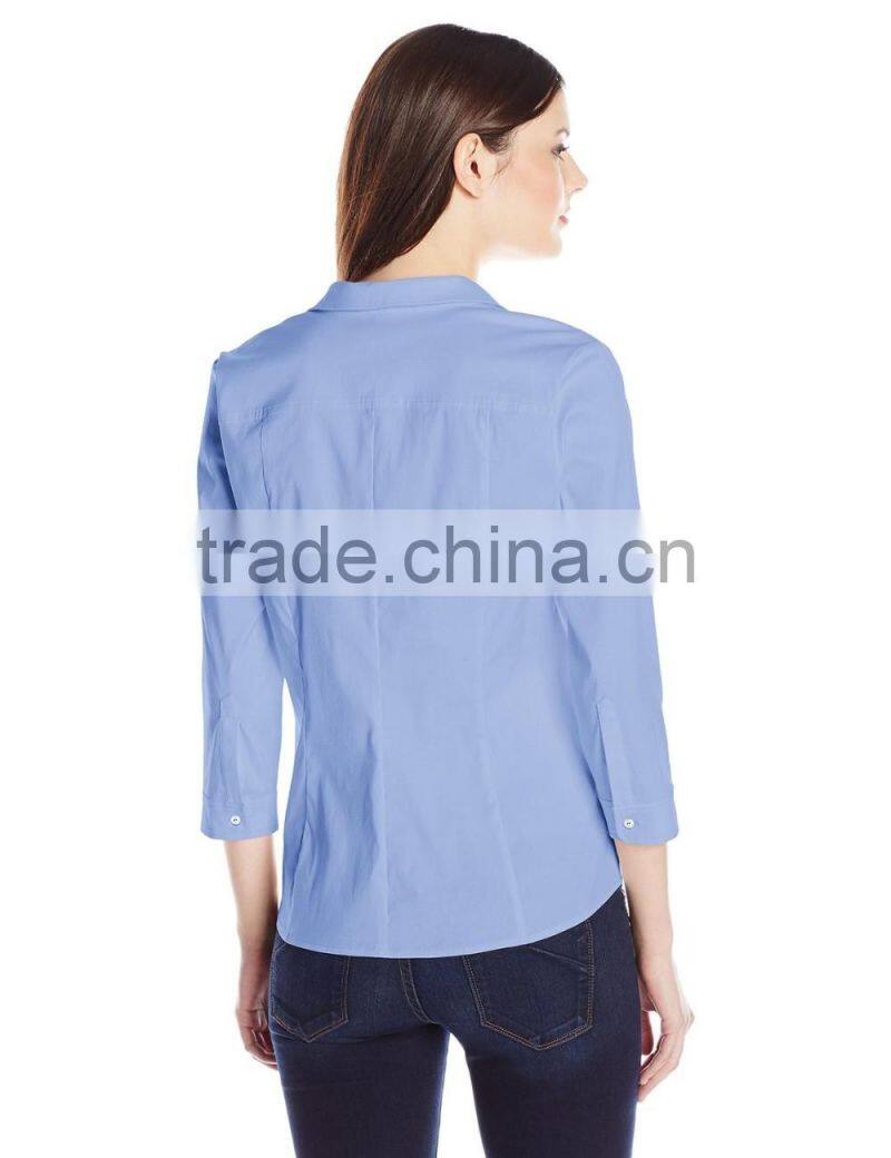 Women's 3/4 Sleeve Wrap Blouse Detachable Fit Solution