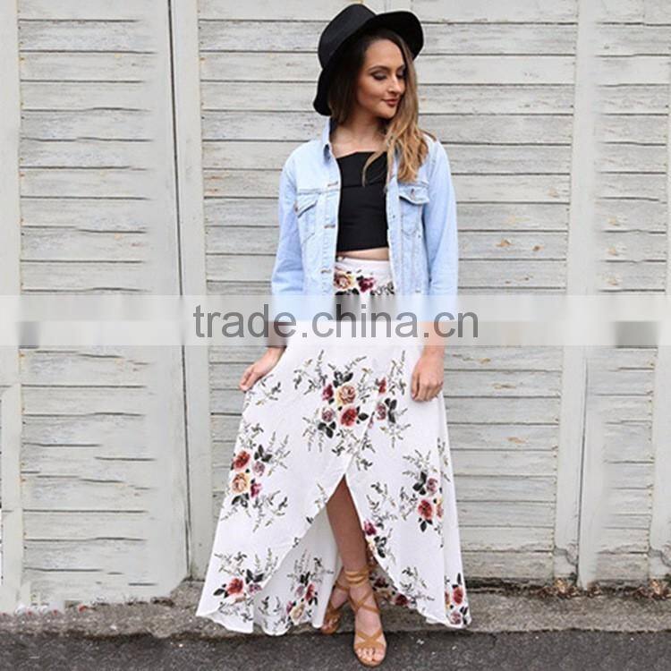 2017 Latest Fashion OEM sexy women summer printed long maxi skirt for wholesale