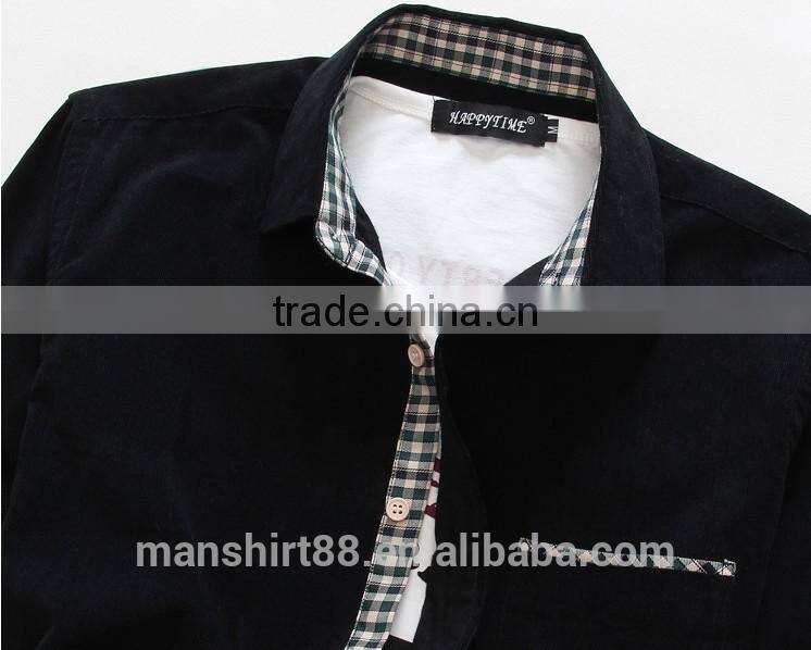 2016 multicolor contrast design men slim fit corduroy shirt