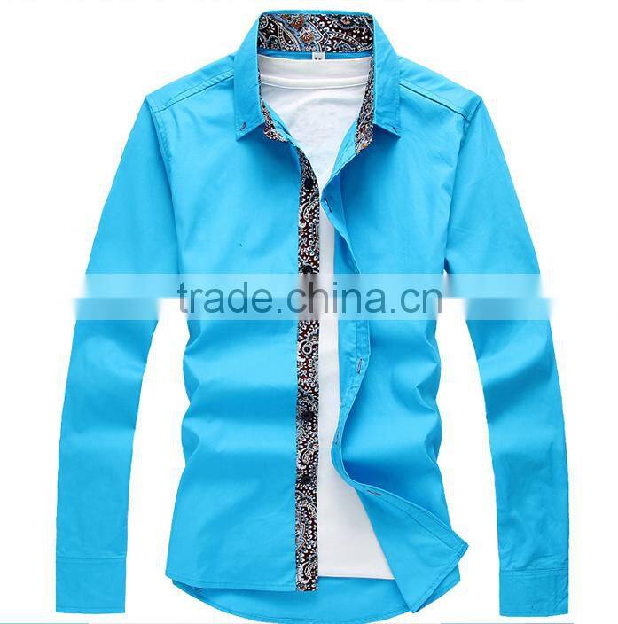 Hot sale fancy printing collar &placket regular fit casual men shirt with competitive price