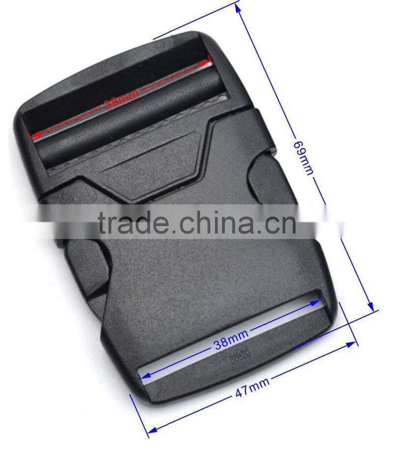HLD/M326-38mm 1.5inch black POM plastic buckles bump adjustable splice clip buckle backpack webbing strap