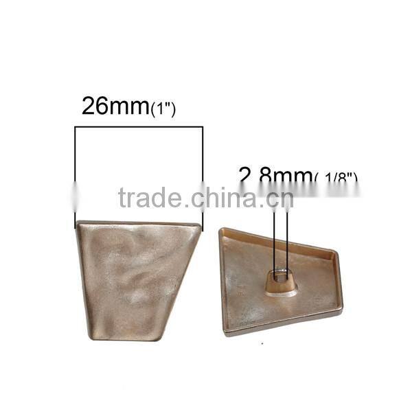 Zinc Based Alloy Metal Sewing Shank Buttons Irregular Light Golden Trapezoid 26mm x 24mm
