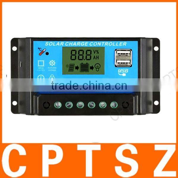 Anself 10A 12.6V LCD Solar Charge Controller PWM Charging Regulator for Solar Panel Lithium Battery Lamp Overload Protection