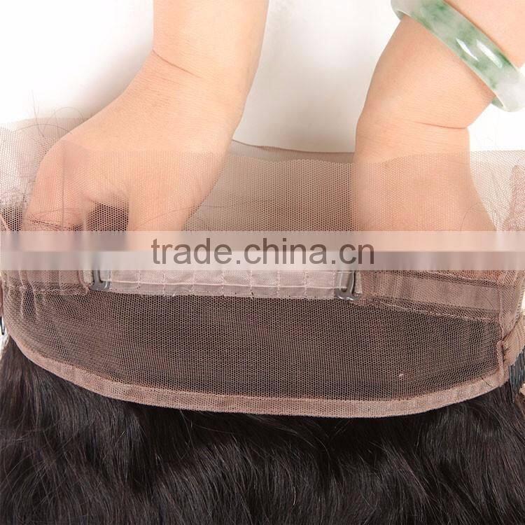 100% Chinese Virgin Human Hair Body Wave 360 Lace Frontal Bleached Knots with Baby Hair 360 Closure
