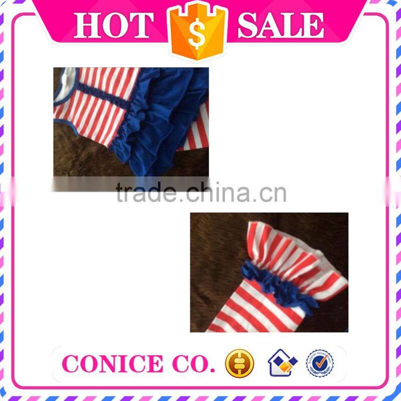 factory directly sale summer 2 piece sleeveless swing top & pants child cloths kids wear for 4th of july