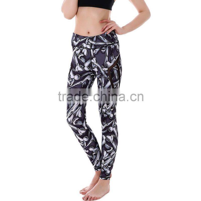 leopard net patched skeleton yoga jogging legging /morning xg high waist plus size flower athletic yoga pants capris trousers