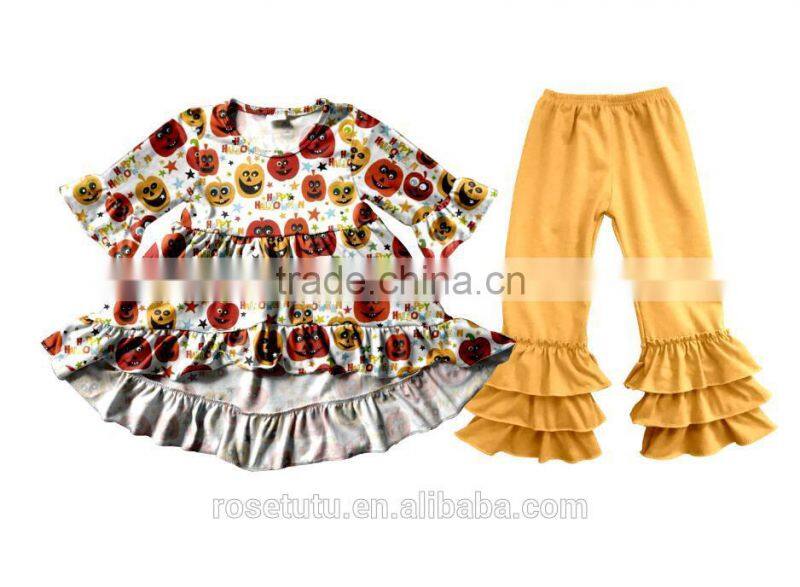 2017 children halloween clothes wholesale chevron fall 2pcs outfit baby winter clothing