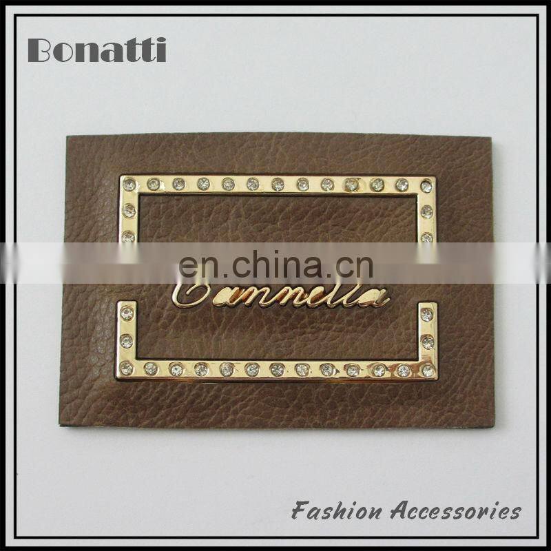 garment pu leather labels or patches customized debossed logo