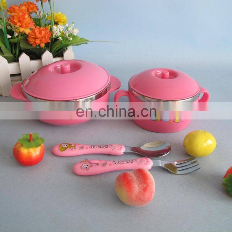 Pink stainless steel baby bowl