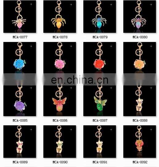 Fashion Crystal rhinestone beads mini toad keychain MCA-0312