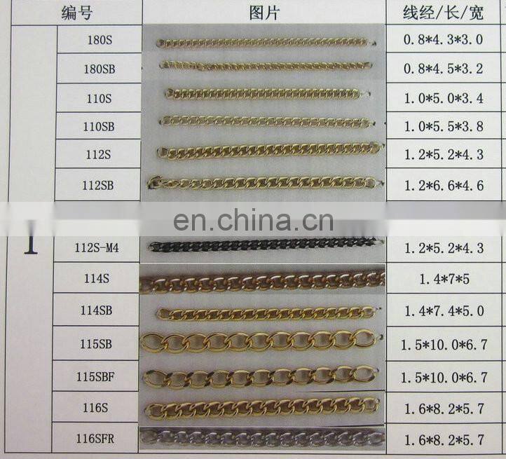 wholesale custom made design aluminum oxidation long chain design gold