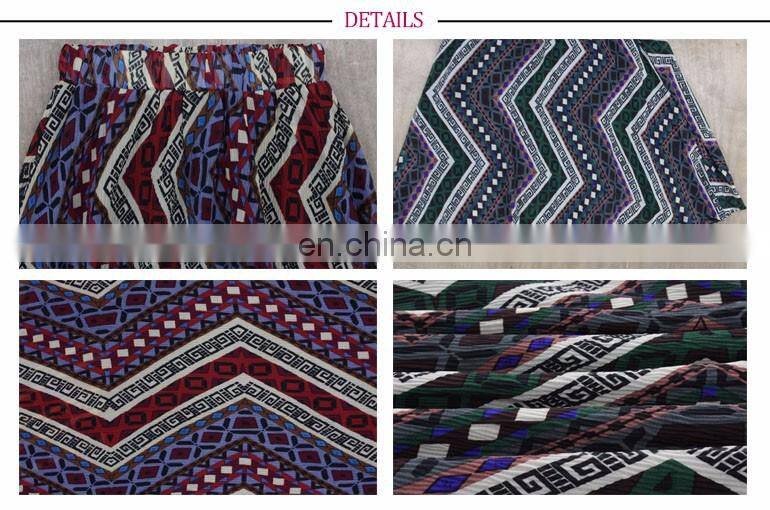 Plisse Chiffon Zigzag Print Crepe Skirt Pleated Skirt Guangzhou