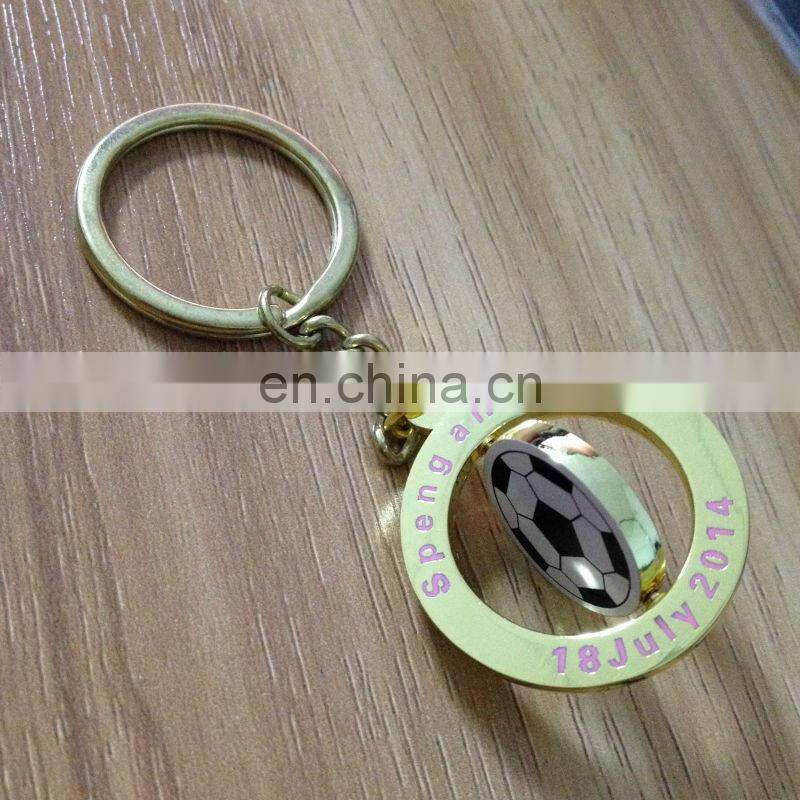 High quality custom logo rotating soccer keychain