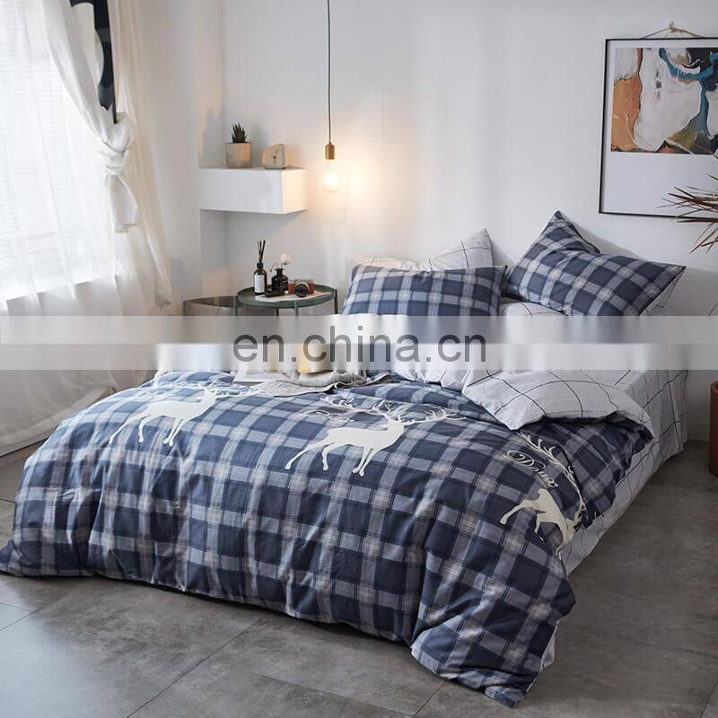 i@home Ins nordic white striped print cotton duvet bedsheets bedding set