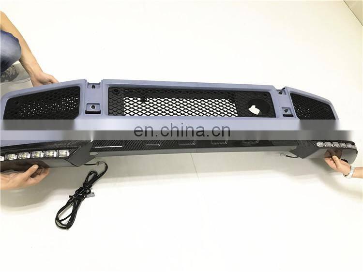 G class w463 carbon finber B style with 12 LED lights and B logo front lip fit for G63 G65 carbon finber front skirt spoiler