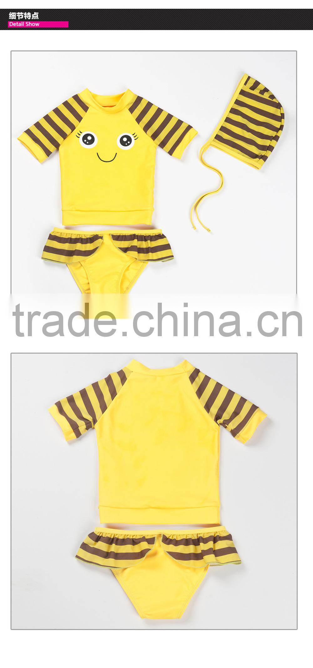 China high quality children swim suit for girls with cap