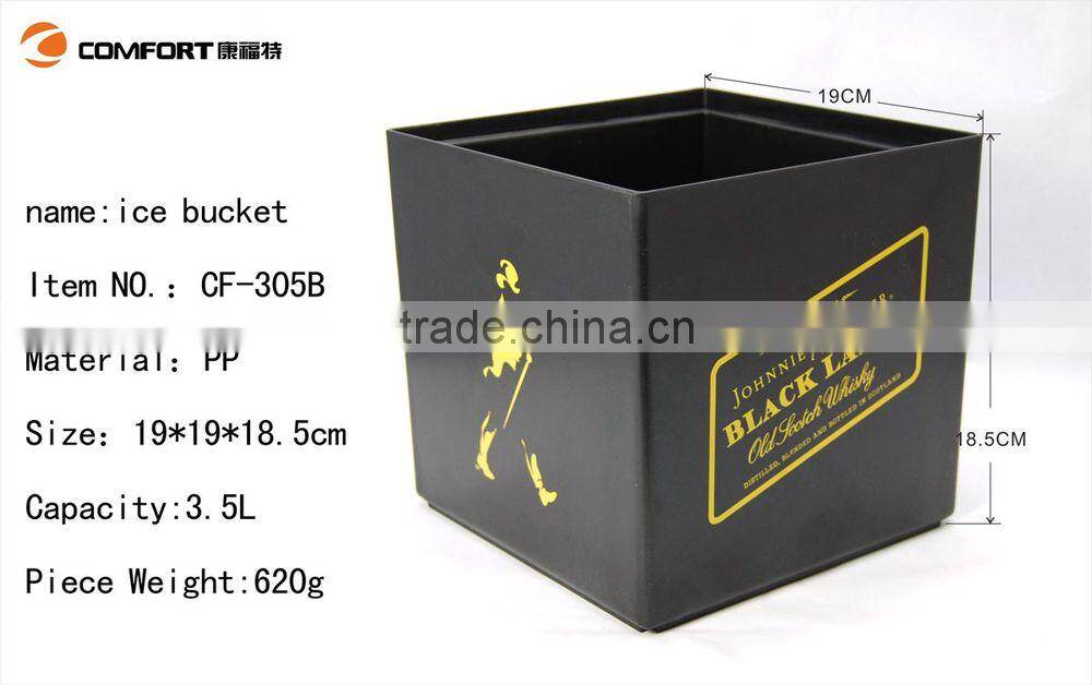 square double layer small black drink plastic ice buckets with lid